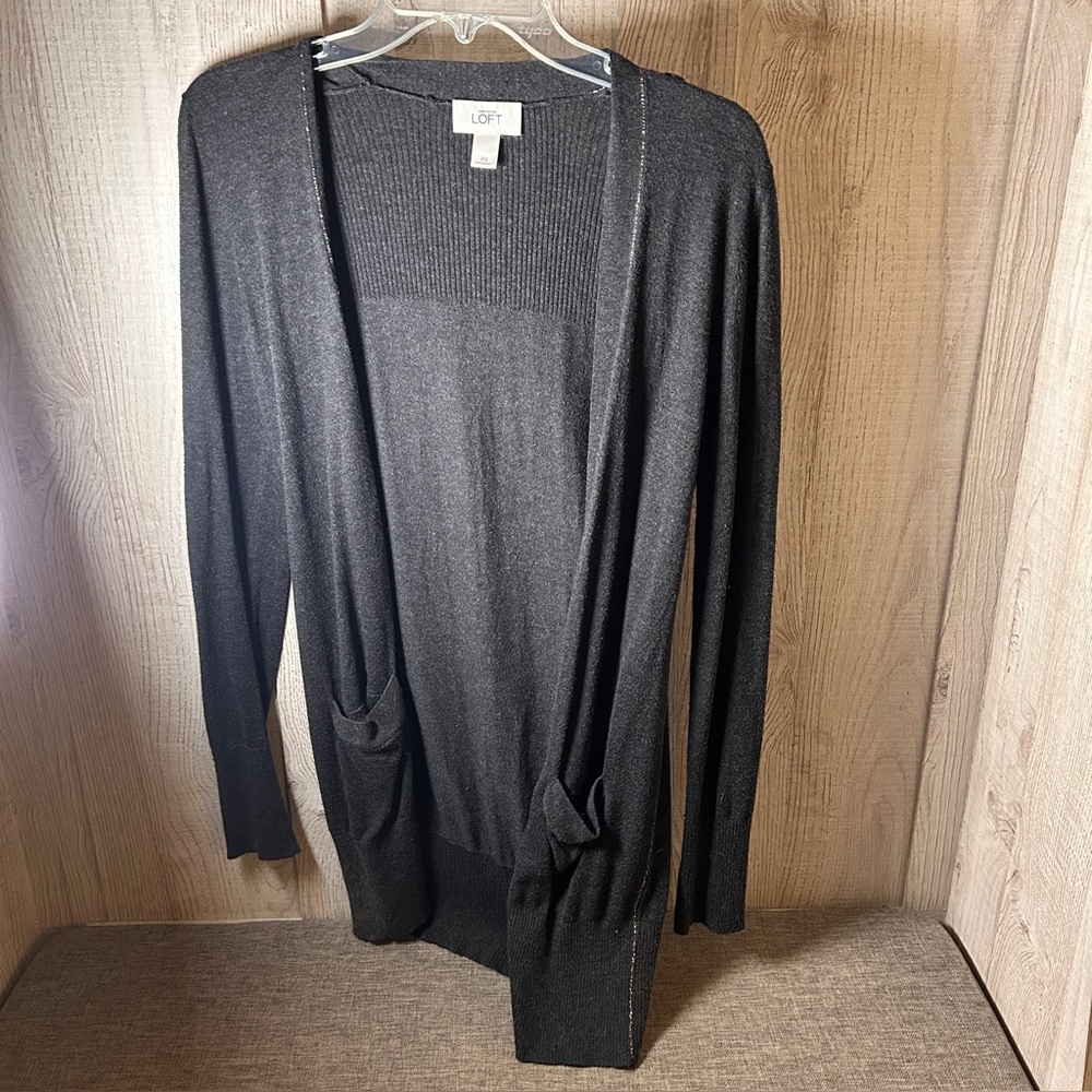 LOFT Women's Charcoal Cardigan Sweater